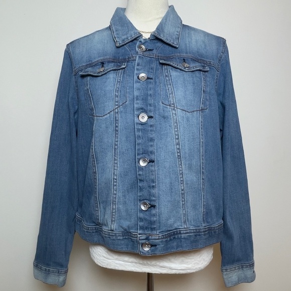 Est 1946 Denim Jackets & Blazers - Est1946 Denim Womens Jean Jacket Long Sleeve Collared Button Down L